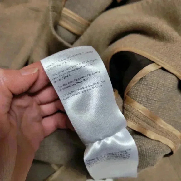 Escada Tan Knit Sweater Blazer Jacket Gold Logo Buttons Loro Piana Wool Cashmere - Picture 6 of 10